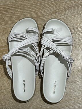 Maurices White Multi-Strap Slide Sandals